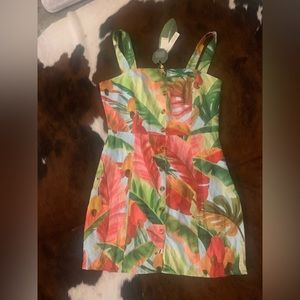 Farm Rio for Anthropologie colorful printed dress.